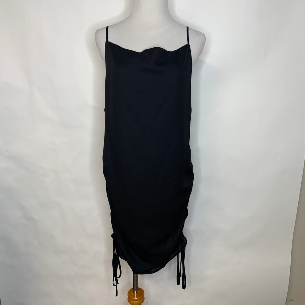 NWT Black Ruched Slip Dress Sz Medium